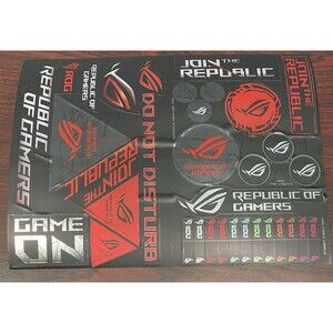 Republic Of Gamers Decal Stickers Sheet ROG Genuine